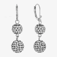 Monet Jewelry Silver Tone Double Glass Round Drop Earrings