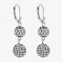 Monet Jewelry Silver Tone Double Glass Round Drop Earrings