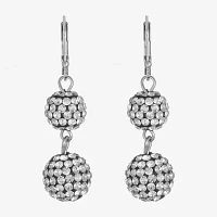 Monet Jewelry Silver Tone Double Glass Round Drop Earrings