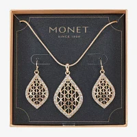 Monet Jewelry Openwork Pendant Necklace And Drop Earring 2-pc. Glass Set