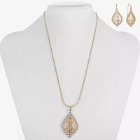 Monet Jewelry Openwork Pendant Necklace And Drop Earring 2-pc. Glass Set