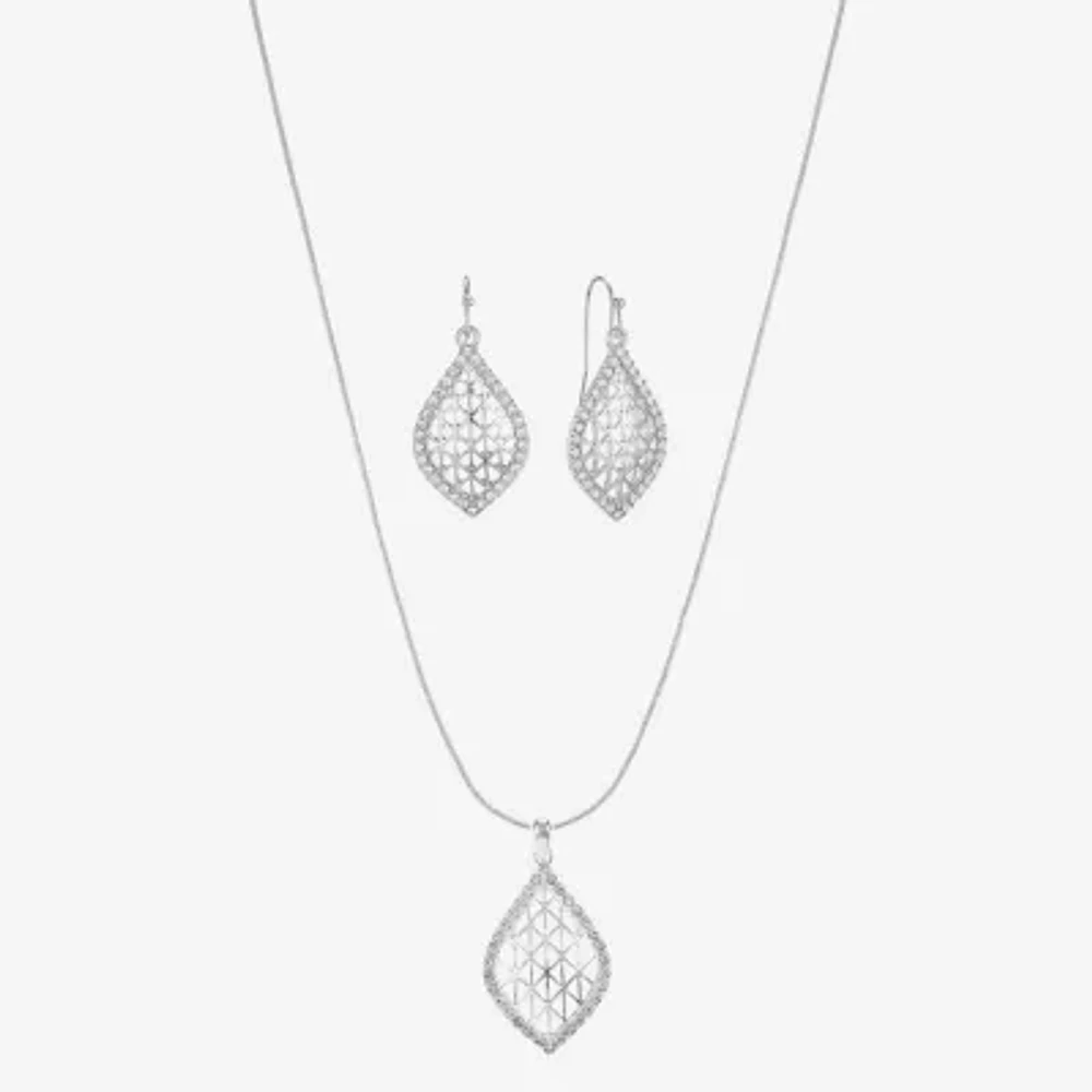 Monet Jewelry Openwork Pendant Necklace And Drop Earring 2-pc. Glass Set