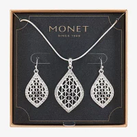 Monet Jewelry Openwork Pendant Necklace And Drop Earring 2-pc. Glass Set
