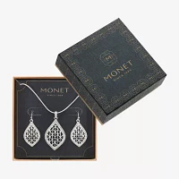 Monet Jewelry Openwork Pendant Necklace And Drop Earring 2-pc. Glass Set