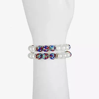 Monet Jewelry Glass Simulated Pearl Round Stretch Bracelet