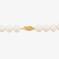 Womens White Cultured Freshwater Pearl 10K Gold Strand Necklace