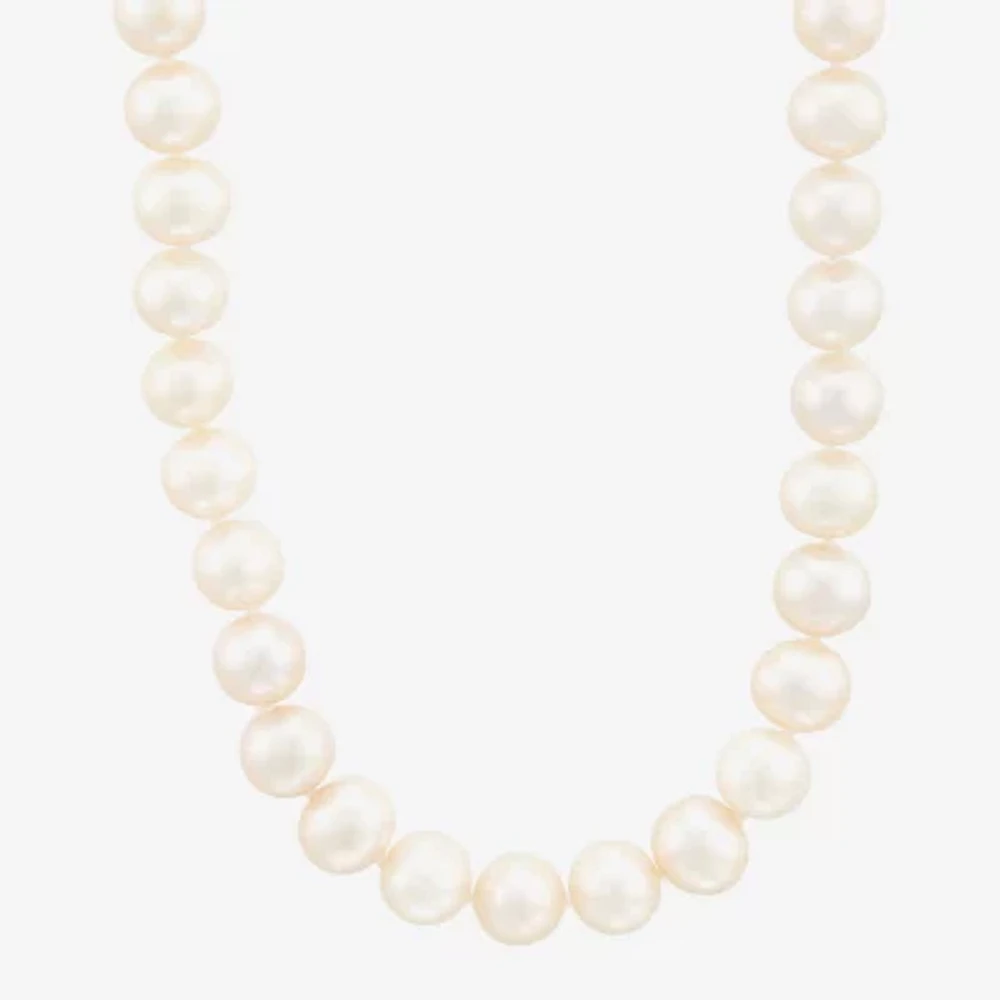 Womens White Cultured Freshwater Pearl 10K Gold Strand Necklace