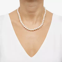 Womens White Cultured Freshwater Pearl 10K Gold Strand Necklace