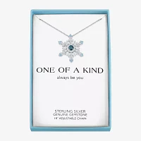 Womens Genuine Blue Topaz Sterling Silver Snowflake 16 Inch Pendant Necklace