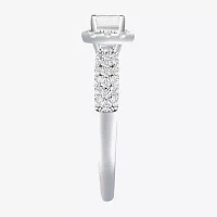 (G-H / Vs2-Si1) Womens 3/4 CT. T.W. Lab Grown White Diamond 10K Gold Cushion Side Stone Halo Engagement Ring