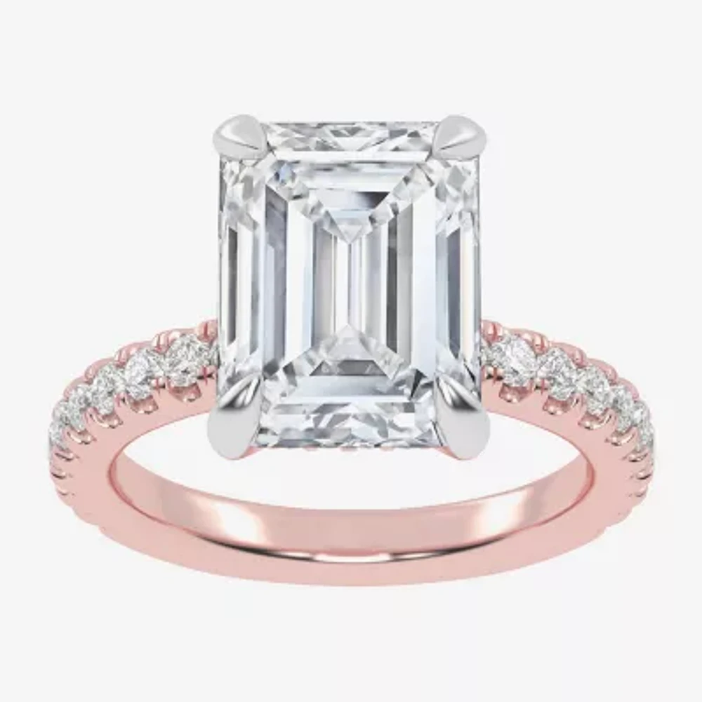 (G-H / Vs2-Si1) Womens 3 1/2 CT. T.W Lab Grown White Diamond 14K Gold Side Stone Engagement Ring