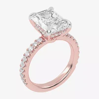 (G-H / Vs2-Si1) Womens 3 1/2 CT. T.W Lab Grown White Diamond 14K Gold Side Stone Engagement Ring