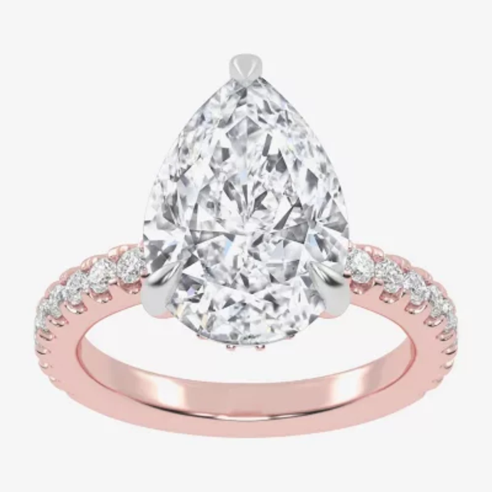 (G-H / Vs2-Si1) Womens 3 1/2 CT. T.W Lab Grown White Diamond 14K Gold Side Stone Engagement Ring