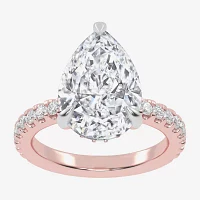 (G-H / Vs2-Si1) Womens 3 1/2 CT. T.W Lab Grown White Diamond 14K Gold Side Stone Engagement Ring