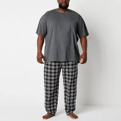 St. John's Bay Mens Big and Tall Crew Neck Short Sleeve 2-pc. Pant Pajama Set