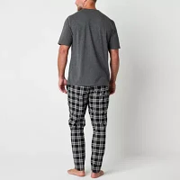 St. John's Bay Mens Crew Neck Short Sleeve 2-pc. Pant Pajama Set