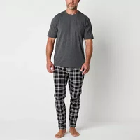 St. John's Bay Mens Crew Neck Short Sleeve 2-pc. Pant Pajama Set