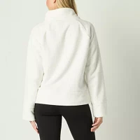 Xersion Womens Teddy Sherpa Funnel Neck Long Sleeve Sweatshirt