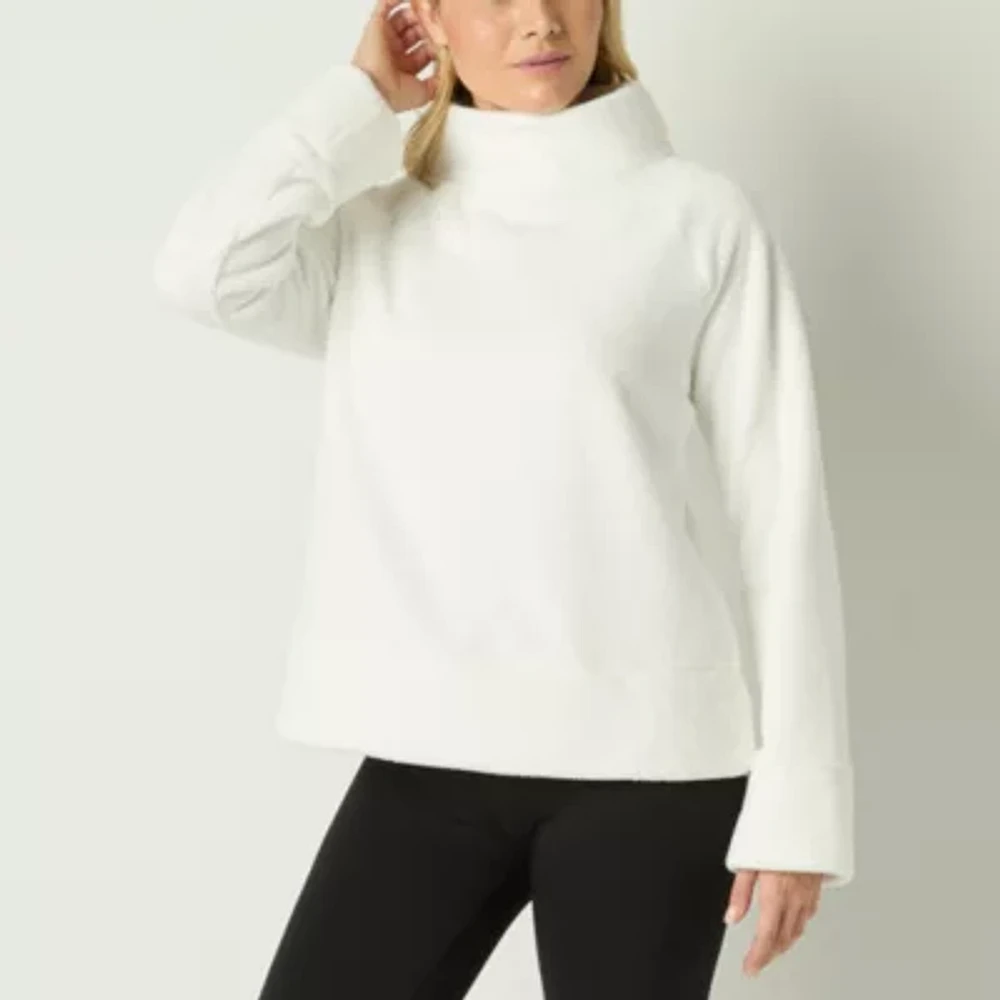 Xersion Womens Teddy Sherpa Funnel Neck Long Sleeve Sweatshirt