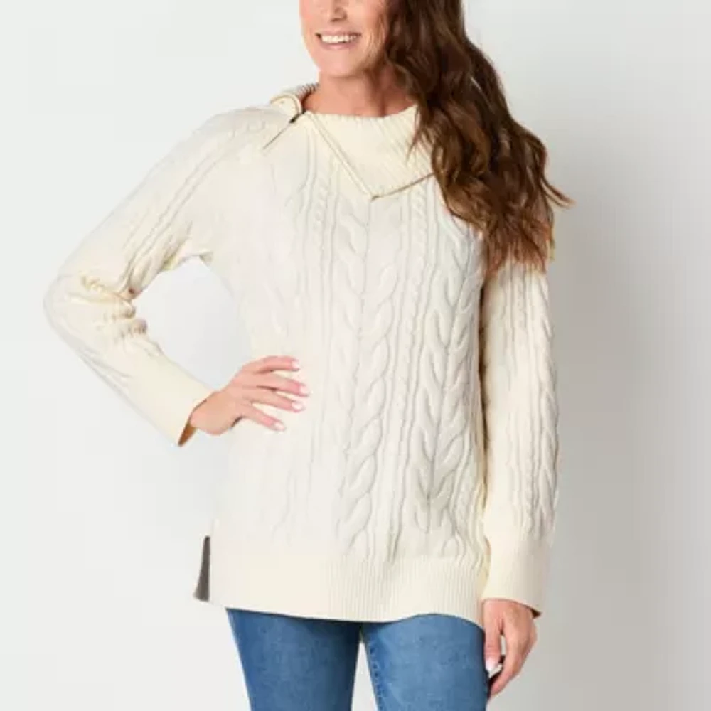 St. John's Bay Womens Turtleneck Long Sleeve Pullover Sweater