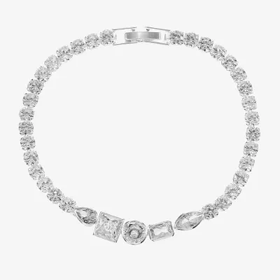 Sparkle Allure Cubic Zirconia Pure Silver Over Brass 7.5 Inch Rectangular Round Square Tennis Bracelet