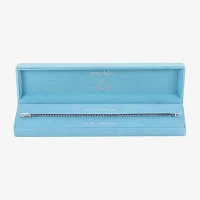 Sparkle Allure Blue Cubic Zirconia Silver Tone Pure Silver Over Brass Round 7.5 Inch Tennis Bracelet