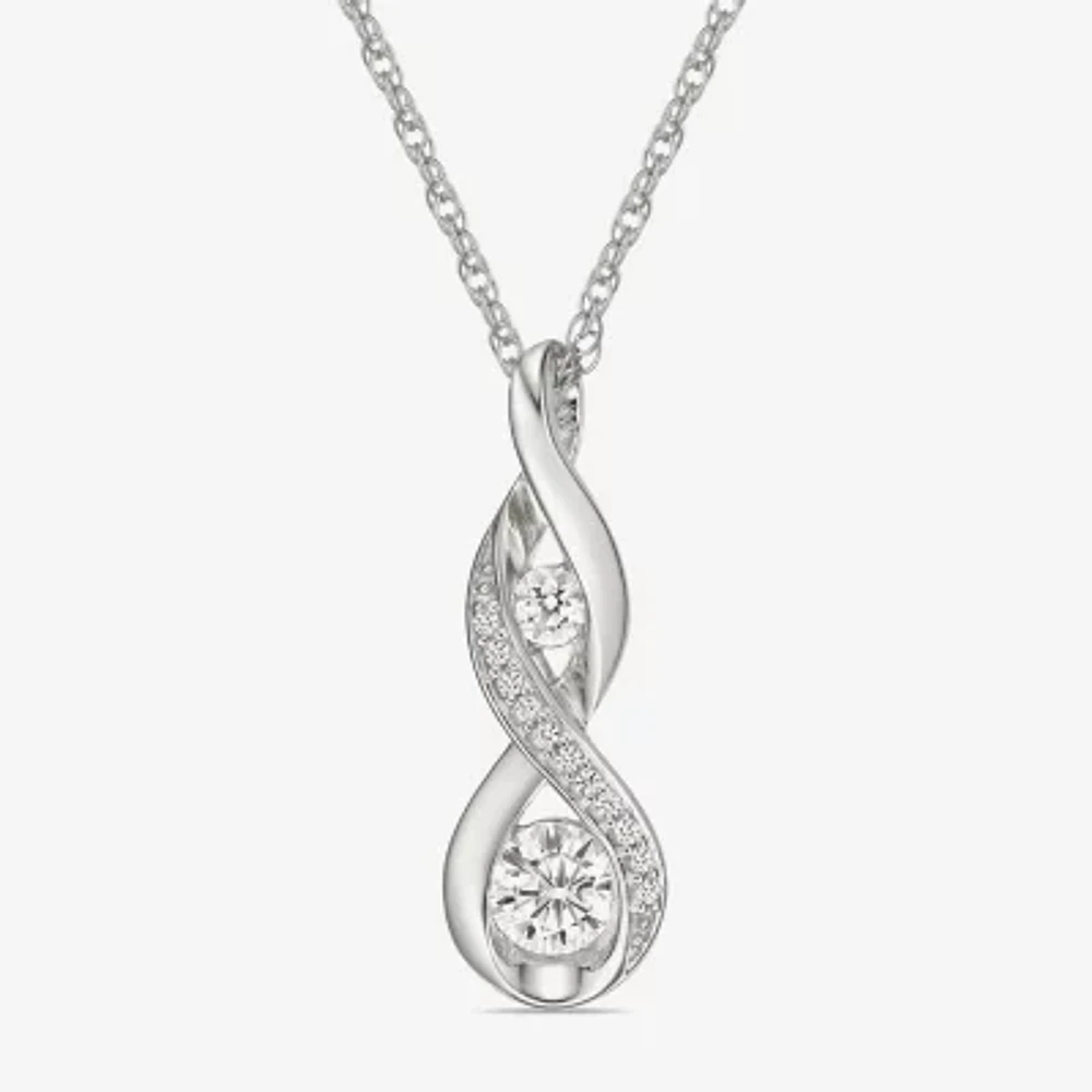 Womens Lab Created White Sapphire Sterling Silver Pendant Necklace