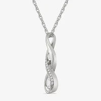 Womens Lab Created White Sapphire Sterling Silver Pendant Necklace