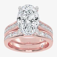 (G-H / Vs2-Si1) Womens 6 CT. T.W. Lab Grown White Diamond 14K Gold Side Stone Bridal Set