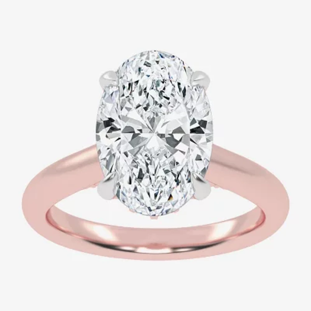 (G-H / Vs2-Si1) Womens 3 1/4 CT. T.W. Lab Grown White Diamond 14K Rose Gold Solitaire Engagement Ring