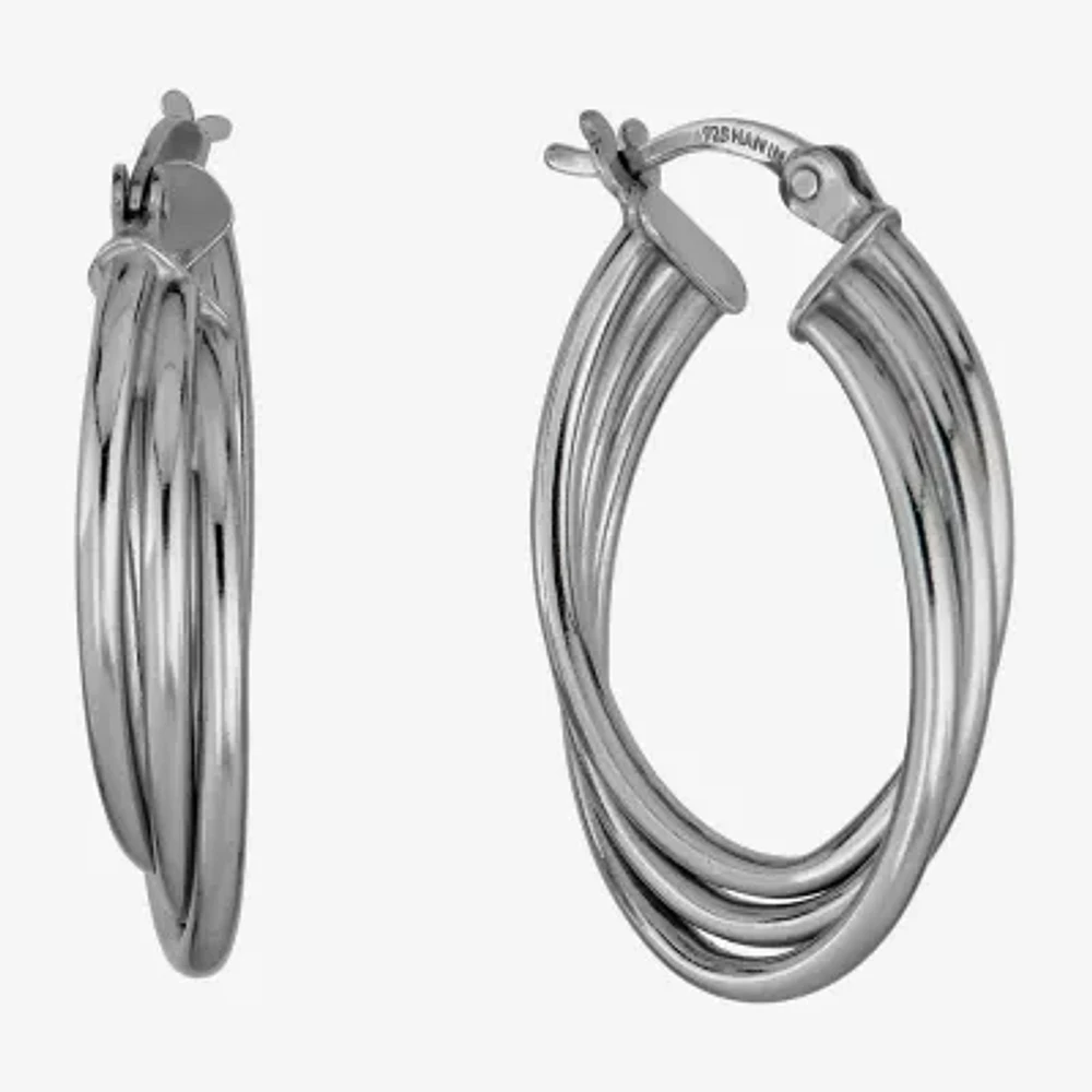 Womens Sterling Silver 26mm Hoop Earrings