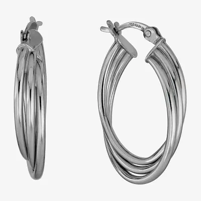 Womens Sterling Silver 26mm Hoop Earrings