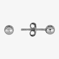 White Cubic Zirconia Sterling Silver Ball 3 Pair Earring Set