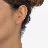 White Cubic Zirconia Sterling Silver Ball 3 Pair Earring Set