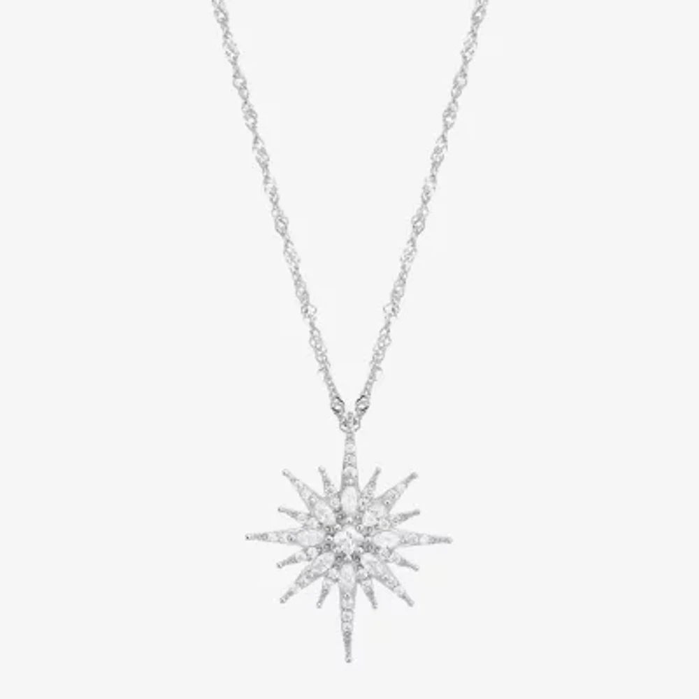 Diamonart Womens White Cubic Zirconia Sterling Silver Star Pendant Necklace