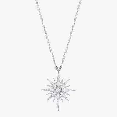 Diamonart Womens White Cubic Zirconia Sterling Silver Star Pendant Necklace