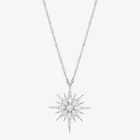 Diamonart Womens White Cubic Zirconia Sterling Silver Star Pendant Necklace