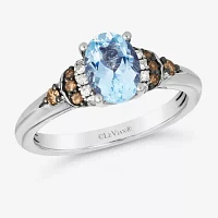 Le Vian® Ring featuring Sea Blue Aquamarine® Chocolate Diamonds® Nude Diamonds™ set 14K Vanilla Gold®