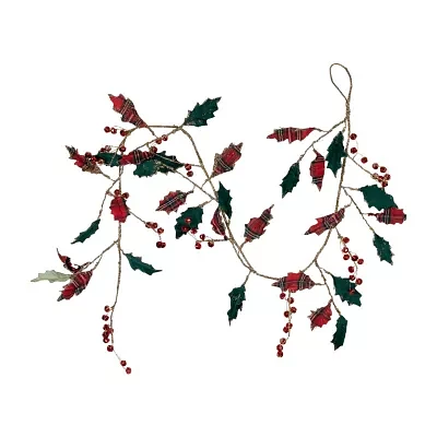 Northlight Plaid Holly With Jingle Bells Christmas Indoor Garland