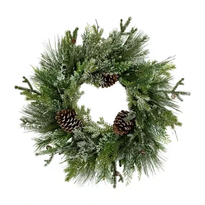 Northlight Frosted Mixed Pine And Cedar Indoor Wreath