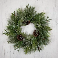 Northlight Frosted Mixed Pine And Cedar Indoor Christmas Wreath