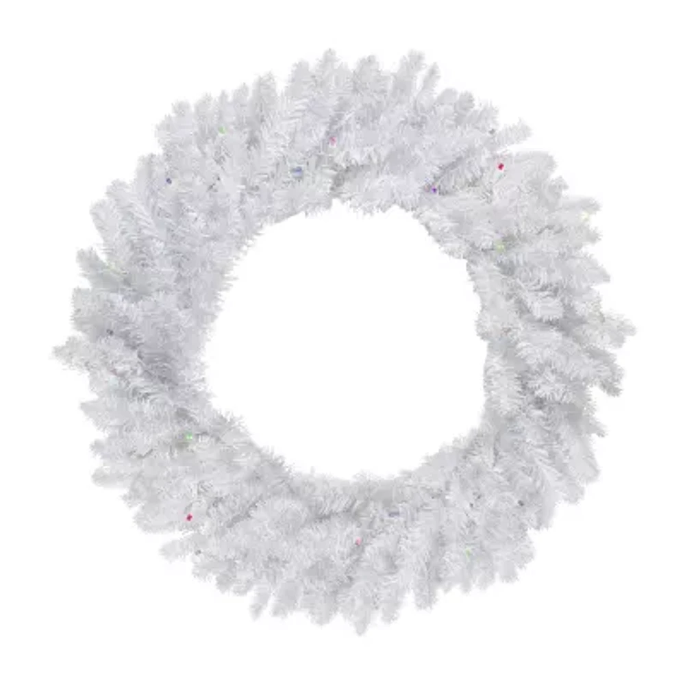 Northlight Snow White Indoor Pre-Lit Christmas Wreath