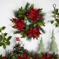 Northlight 24in Glittered   Unlit Indoor Christmas Wreath