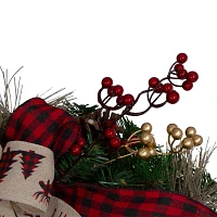 Northlight 24in Bows And Berries Unlit Indoor Christmas Wreath