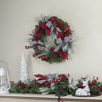 Northlight Plaid Houndstooth And Red Berries Indoor Christmas Wreath