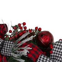 Northlight Plaid Houndstooth And Red Berries Indoor Christmas Wreath