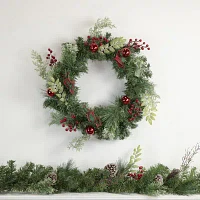 Northlight Frosted Pine And Cone Indoor Christmas Wreath