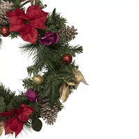 Northlight Poinsettia And Rose Indoor Christmas Wreath