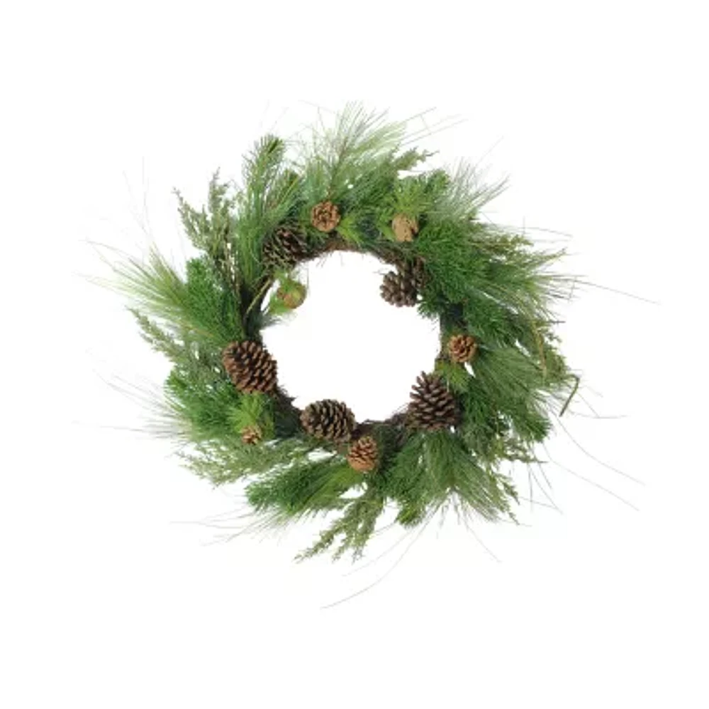 Northlight 24in Pine Cones And Needles Indoor Wreath