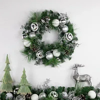 Northlight Pine Needle Pinecones And Ornaments Indoor Christmas Wreath